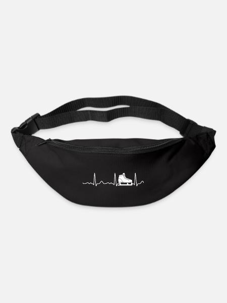 Schlittschuh - Herzschlag, Puls, Herzlinie, EKG - Gürteltasche - Schwarz