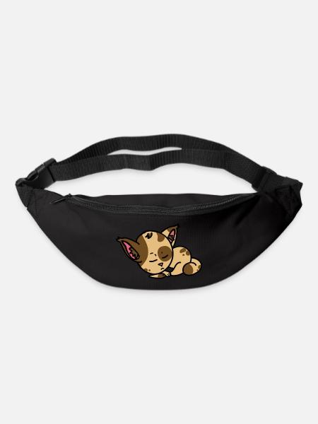 Schlafende Katze Comic Figur - Geschenkidee - Gürteltasche - Schwarz