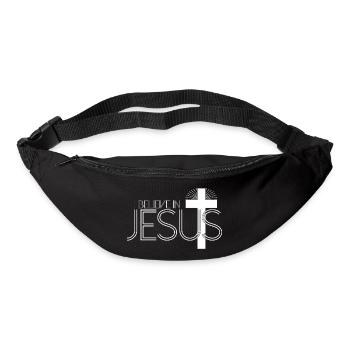 Je crois en Jésus - Croix de Jésus-Christ - Sac banane - noir - Devant
