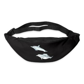 drôle de famille de dauphins - Sac banane - noir - Devant