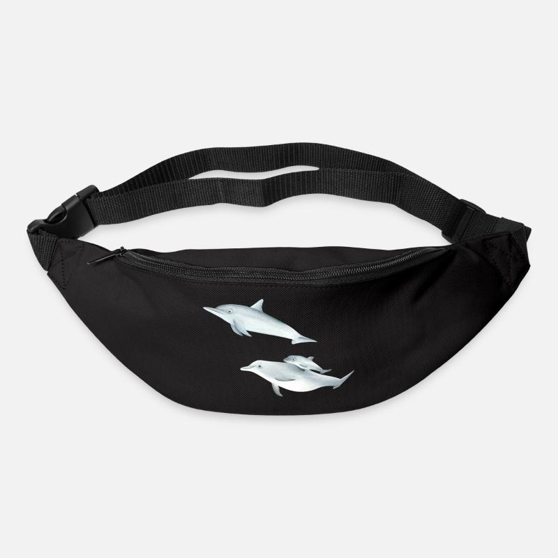 lustige Delfinfamilie - Gürteltasche - Schwarz