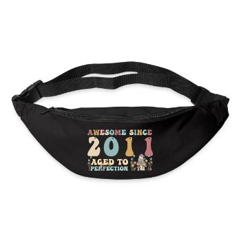 Génial depuis 2011 - 12e anniversaire - 2023 Groovy - Sac banane - noir - Devant