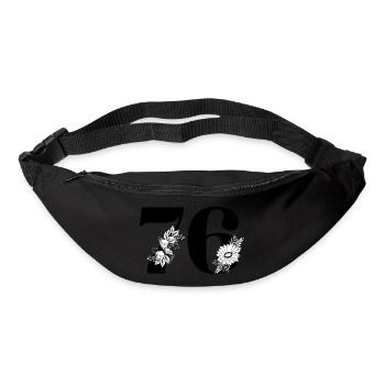 Nummer 76 Schwarze Blumen - 76. Blumengeburtstag - Gürteltasche - Schwarz - Vorne