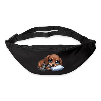 Chien câlin avec écharpe et oreiller - Sac banane - noir - Devant
