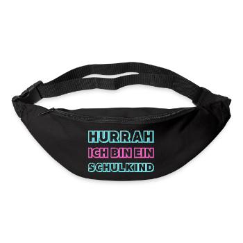 Hurra Schulkind Neon Schriftzug Mädchen - Gürteltasche - Schwarz - Vorne