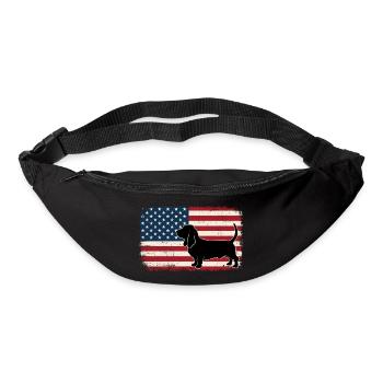 Basset Hound US Flag - Patriotic Dog Mom Dad - Bum bag - black - Front