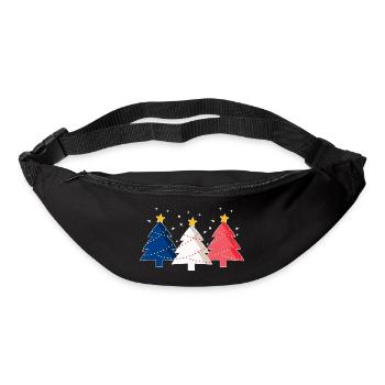 Joyeux Noël Arbres de Noël Drapeau France - Sac banane - noir - Devant