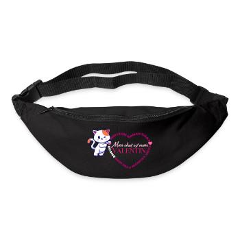 Chat Valentin Coeur - Sac banane - noir - Devant
