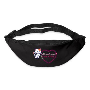 Chat Valentine Coeur Félin - Sac banane - noir - Devant