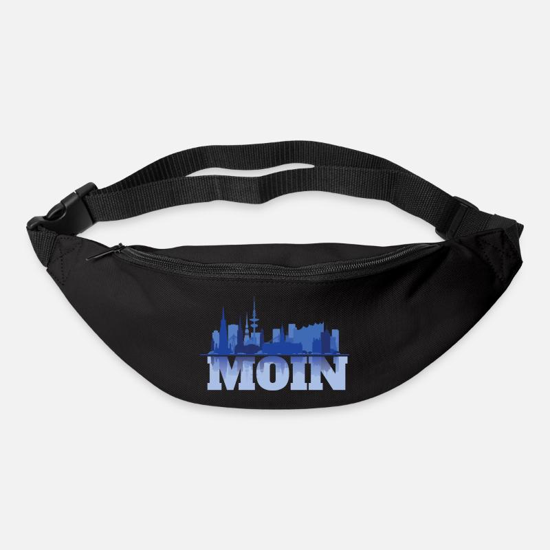 Moin Hamburg Skyline Meer Silhouette - Gürteltasche - Schwarz