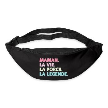 Maman la vie la force - Sac banane - noir - Devant