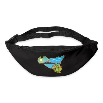 Ätna Panorama auf der Karte von Sizilien - Gürteltasche - Schwarz - Vorne
