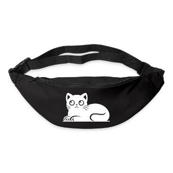 Dessin mignon de style tatouage de chat chat - Sac banane - noir - Devant