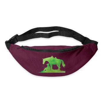 Westernreiten Reining Reiter Pferdeliebe Geschenk - Gürteltasche - Burgunderrot - Vorne