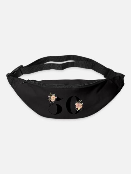 50e anniversaire fleuris (Cadeau de 50 ans) - Sac banane - noir
