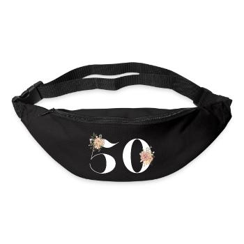 50e anniversaire fleuris (Cadeau de 50 ans) - Sac banane - noir - Devant