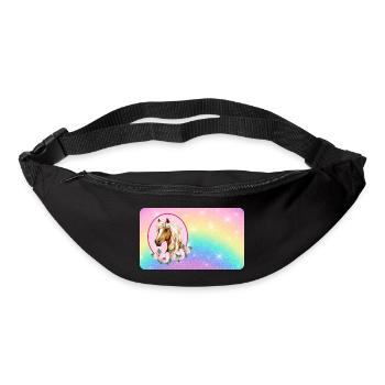 Horse with flowers and glitter rainbow - Bum bag - black - Front
