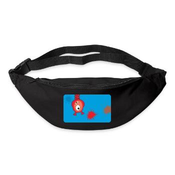 Monstre rouge et éclaboussures de couleur - Bleu - Sac banane - noir - Devant