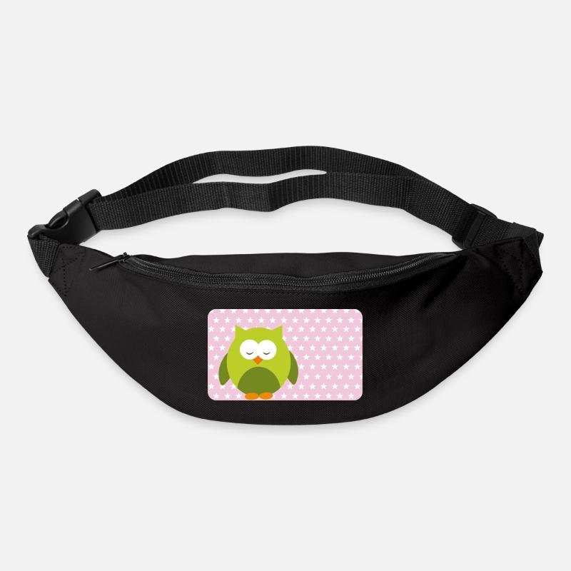Lustige Eule mit Sternchen rosa | personalisierbar - Gürteltasche - Schwarz