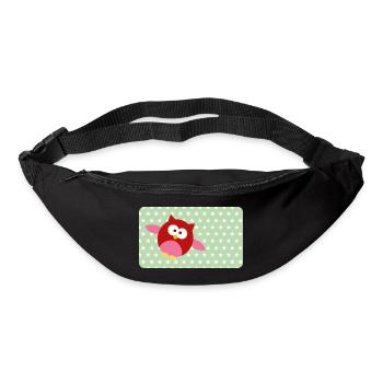 Funny Owl with Green Asterisk | Customisable - Bum bag - black - Front