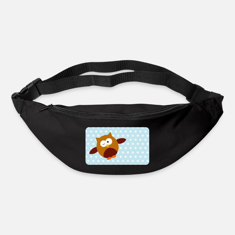 Lustige Eule mit Sternchen blau | personalisierbar - Gürteltasche - Schwarz