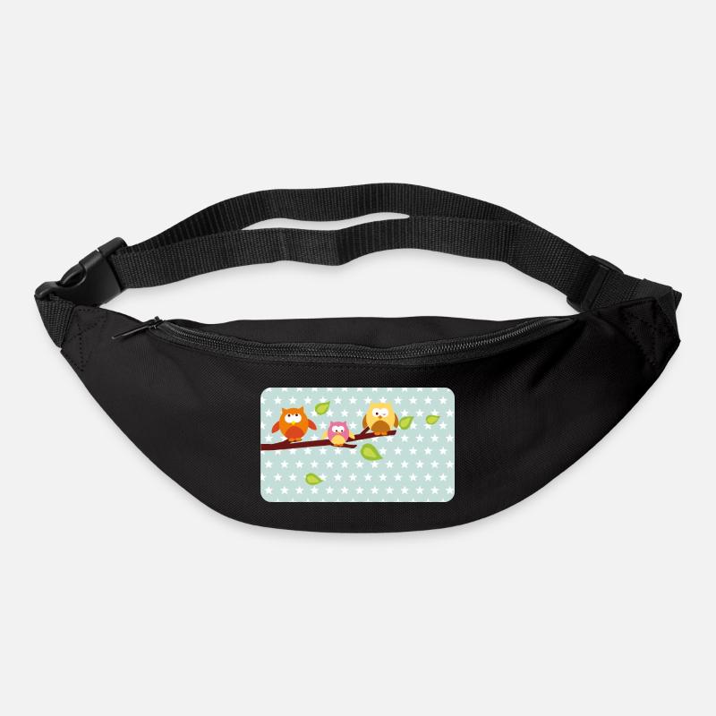Kleine Eulen mit Sternchen mint | personalisierbar - Gürteltasche - Schwarz