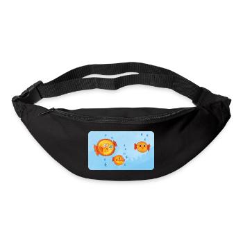 Pisces - Funny Orange Puffer Fish with Air Bubbles - Bum bag - black - Front
