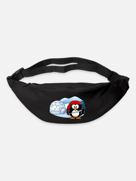 Piratenpinguin mit Schwert, Papagei und Iglu. - Gürteltasche - Schwarz