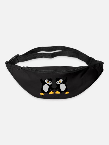 2 süße Pinguine tanzen - Gürteltasche - Schwarz