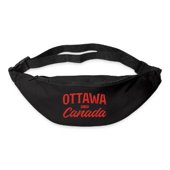Ottawa Canada Retro Script Rouge - Sac banane - noir - Devant