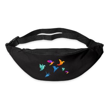 Mehrfarbige Papiervögel - Gürteltasche - Schwarz - Vorne