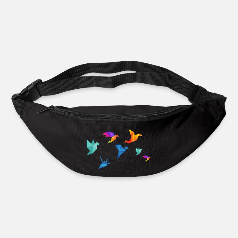 Oiseaux en papier multicolore - Sac banane - noir