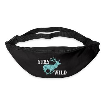 Stay Wild - laufender Hirsch mit frechem Muster - Gürteltasche - Schwarz - Vorne