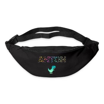 ANTON - Beau prénom de garçon avec dinosaure - Sac banane - noir - Devant