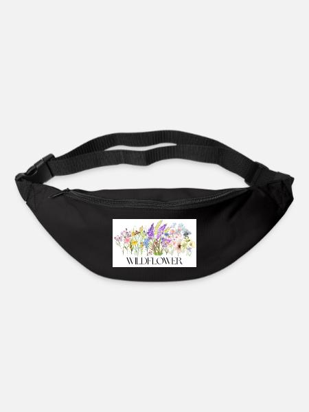 Fleur Prairie Aquarelle Design - Sac banane - noir