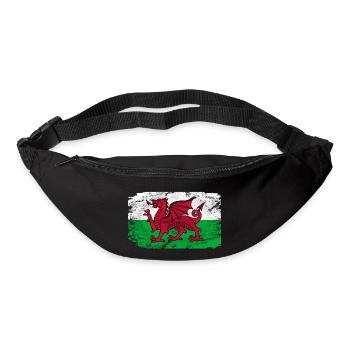 Wales Flag - Vintage Look - Gürteltasche - Schwarz - Vorne