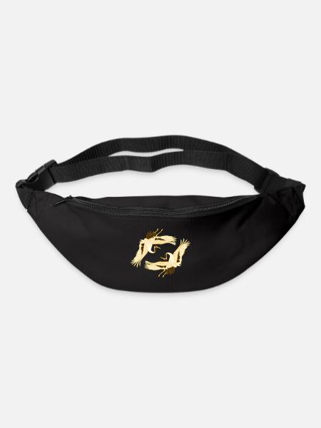 japanische Kraniche golden oriental - Gürteltasche - Schwarz