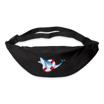 bright blue whale fish with lifebuoy - Bum bag - black - Front