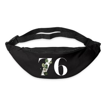 Nummer 76 Blumengrün - 76. Blumengeburtstag - Gürteltasche - Schwarz - Vorne