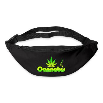 Lebendiges Cannabisblatt-Emblem mit grünem Farbverlauf - Gürteltasche - Schwarz - Vorne