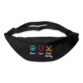 Peace Love Hockey sur gazon - Sac banane - noir - Devant
