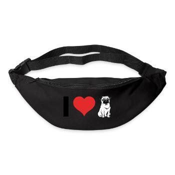 Ich Liebe Möpse - Hund Haustier Design - Gürteltasche - Schwarz - Vorne