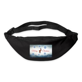 Merry Christmas Deer Motif with Snowflakes - Bum bag - black - Front
