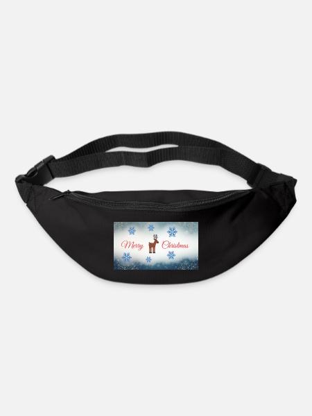 Motif de cerf de Noël avec flocons de neige - Sac banane - noir