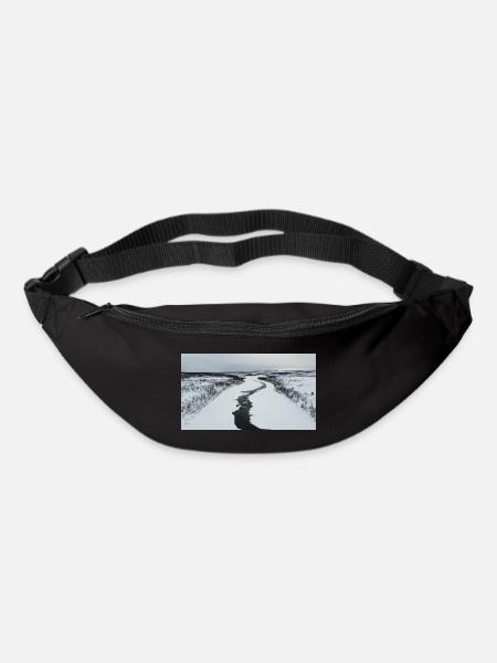 A winding river in a snowy landscape - Bum bag - black