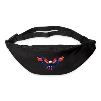 Motif coloré d’aigle volant Ailes déployées d’aigle - Sac banane - noir - Devant