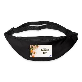 Joyeuses Roses florales pour la Journée des Femmes - Sac banane - noir - Devant