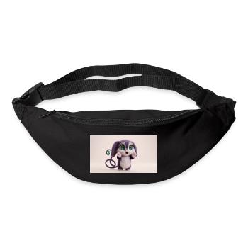 Surprised Cute Fluffy Creature with Big Green Eyes - Gürteltasche - Schwarz - Vorne