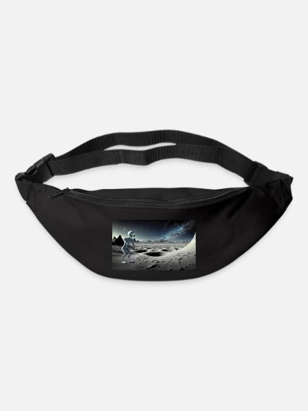Alien gris sur la surface de la lune – Jouer au golf - Sac banane - noir