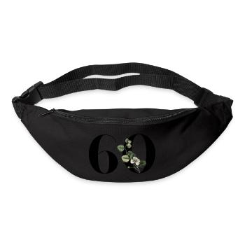 Number 60 Floral Green - 60th Birthday Floral - Bum bag - black - Front